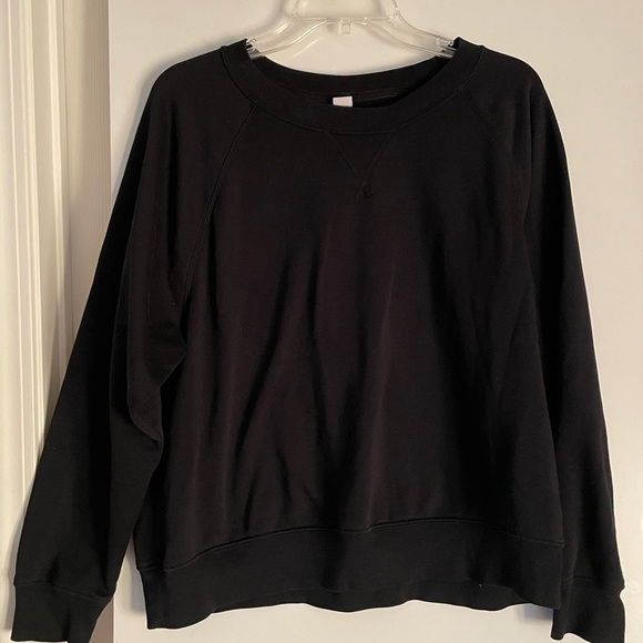 L: Old Navy Crew Neck Long Sleeve Sweatshirt Soft Black Cotton - Picture 1 of 4